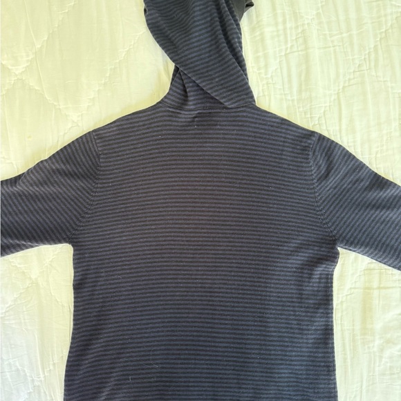 Daniel Buchler Striped Wool Cotton Hoodie Sweater XL Navy Gray - Picture 5 of 10